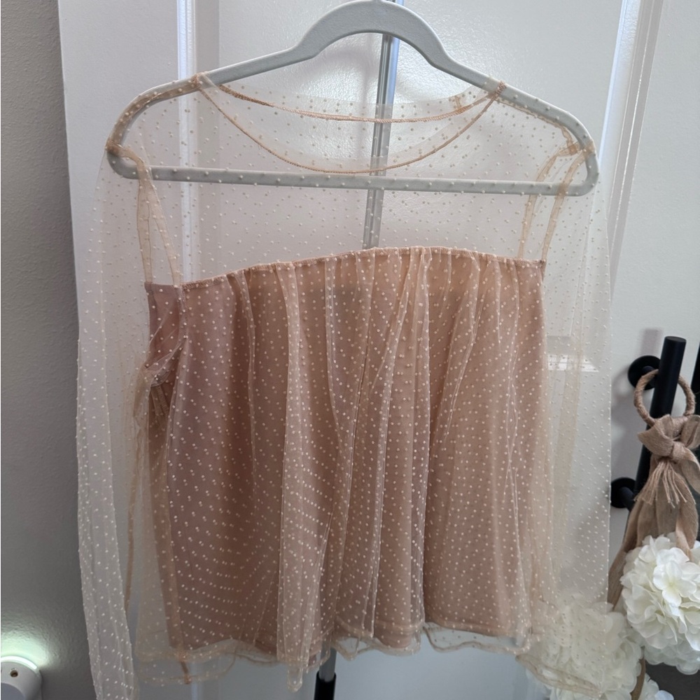 J. Crew Sheer Polka Dot Blouse - Cream